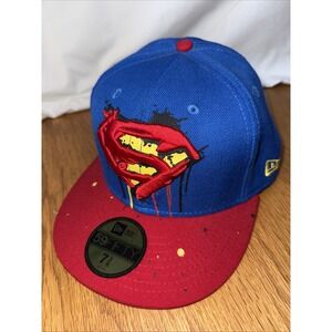 Superman‎ Paint Logo Blue & Red Panels New Era 59Fifty Fitted Hat Multi-Color
